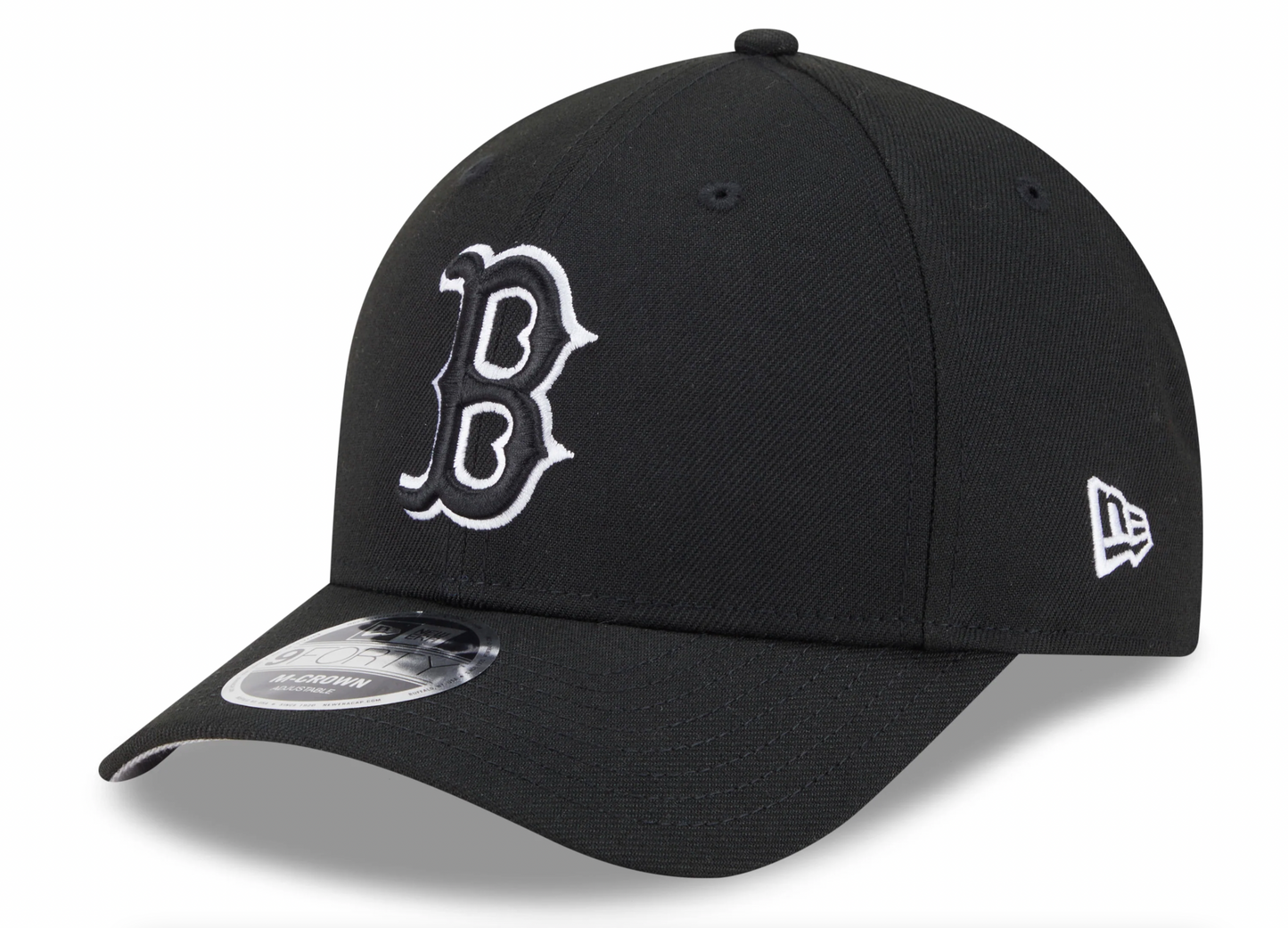 Boston Red Sox Black and White New Era M-Crown 9FORTY Adjustable Hat Official Team Hat Sports Fan Cap