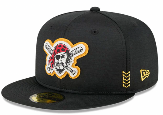 Men's Pittsburgh Pirates New Era Black 2024 Alternate Clubhouse 1914 59FIFTY Fitted Hat Official Team Hat Sports Fan Cap
