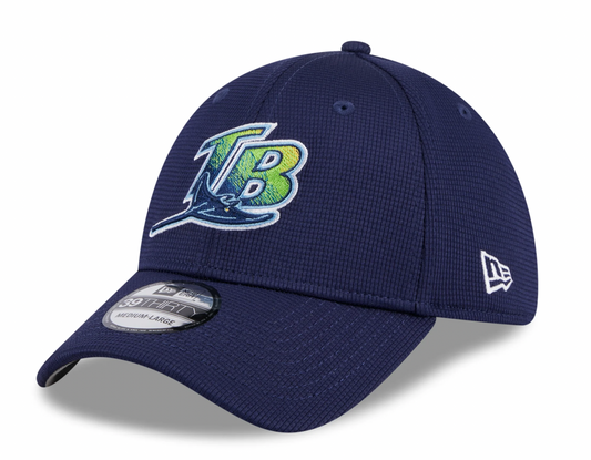Men's Tampa Bay Rays New Era 2024 Batting Practice Navy 39THIRTY Flex-Fit Hat Official Team Hat Sports Fan Cap