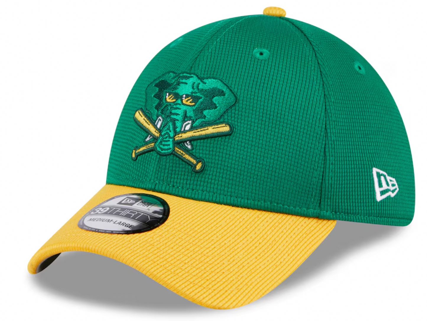 Men's Oakland Athletics New Era 2024 Batting Practice Green/Yellow 39THIRTY Flex-Fit Hat Official Team Hat Sports Fan Cap