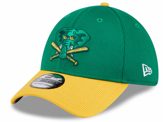 Men's Oakland Athletics New Era 2024 Batting Practice Green/Yellow 39THIRTY Flex-Fit Hat Official Team Hat Sports Fan Cap