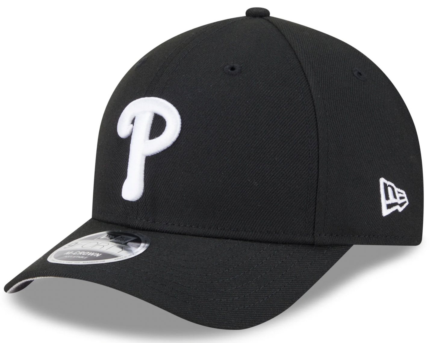 Philadelphia Phillies Black and White New Era M-Crown 9FORTY Adjustable Hat Official Team Hat Sports Fan Cap
