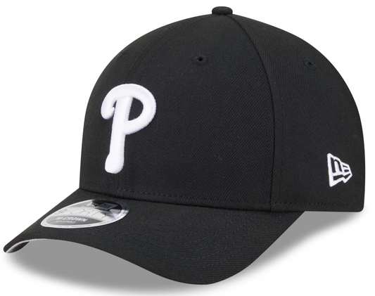 Philadelphia Phillies Black and White New Era M-Crown 9FORTY Adjustable Hat Official Team Hat Sports Fan Cap