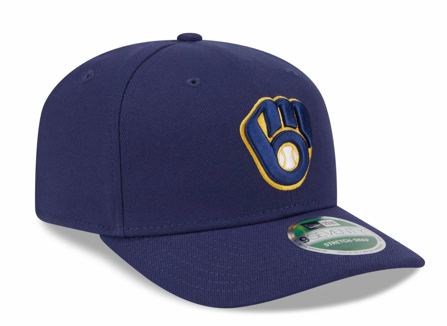 Milwaukee Brewers Navy New Era Player Replica 9SEVENTY Stretch Snap Adjustable Hat Official Team Hat Sports Fan Cap