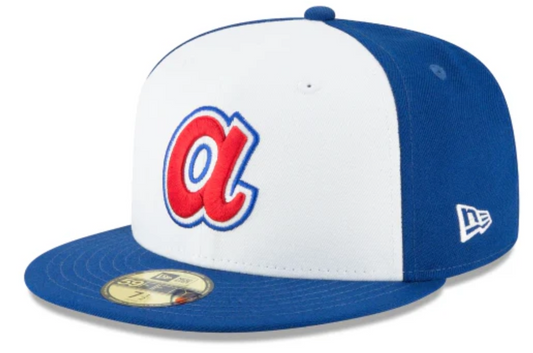 Men's Atlanta Braves Cooperstown Collection White/Royal 59Fifty Fitted Hat Official Team Hat Sports Fan Cap