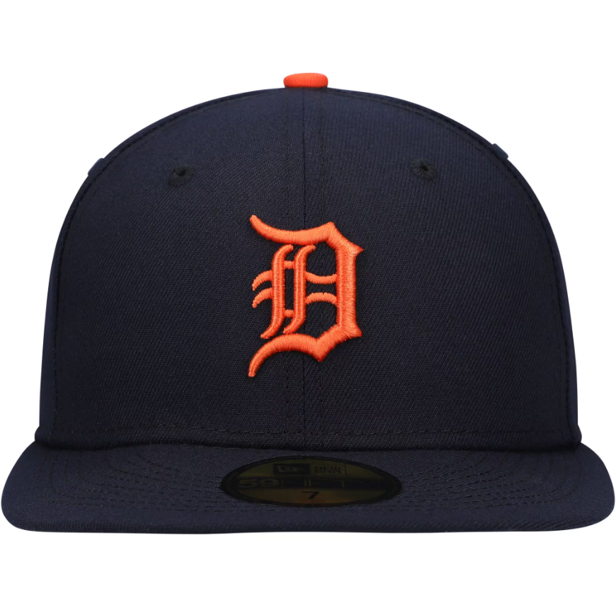 Men's Detroit Tigers New Era Navy Road Authentic Collection On-Field Logo 59FIFTY Fitted Hat Official Team Hat Sports Fan Cap