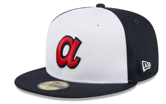 Men's Atlanta Braves New Era White 2024 Batting Practice 59FIFTY Fitted Hat Official Team Hat Sports Fan Cap