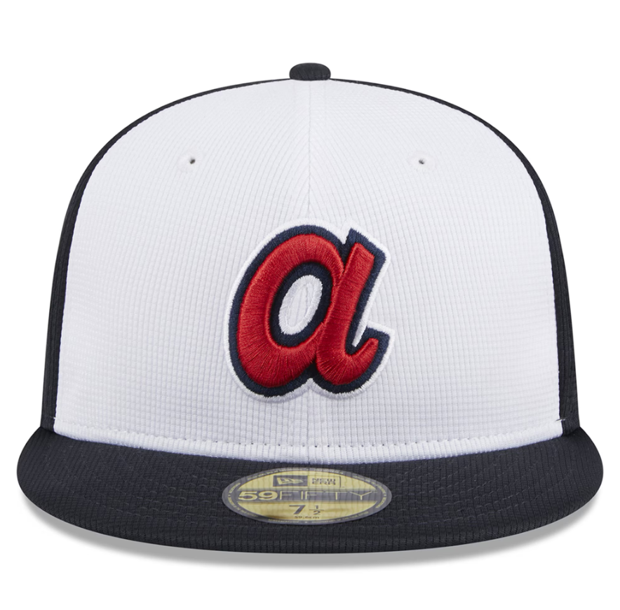 Men's Atlanta Braves New Era White 2024 Batting Practice 59FIFTY Fitted Hat Official Team Hat Sports Fan Cap
