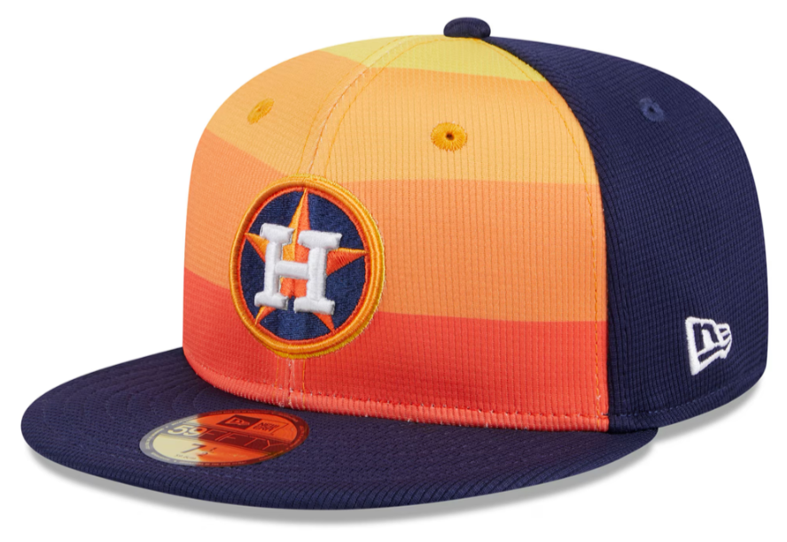 Men's Houston Astros New Era Navy 2024 Batting Practice 59FIFTY Fitted Hat Official Team Hat Sports Fan Cap