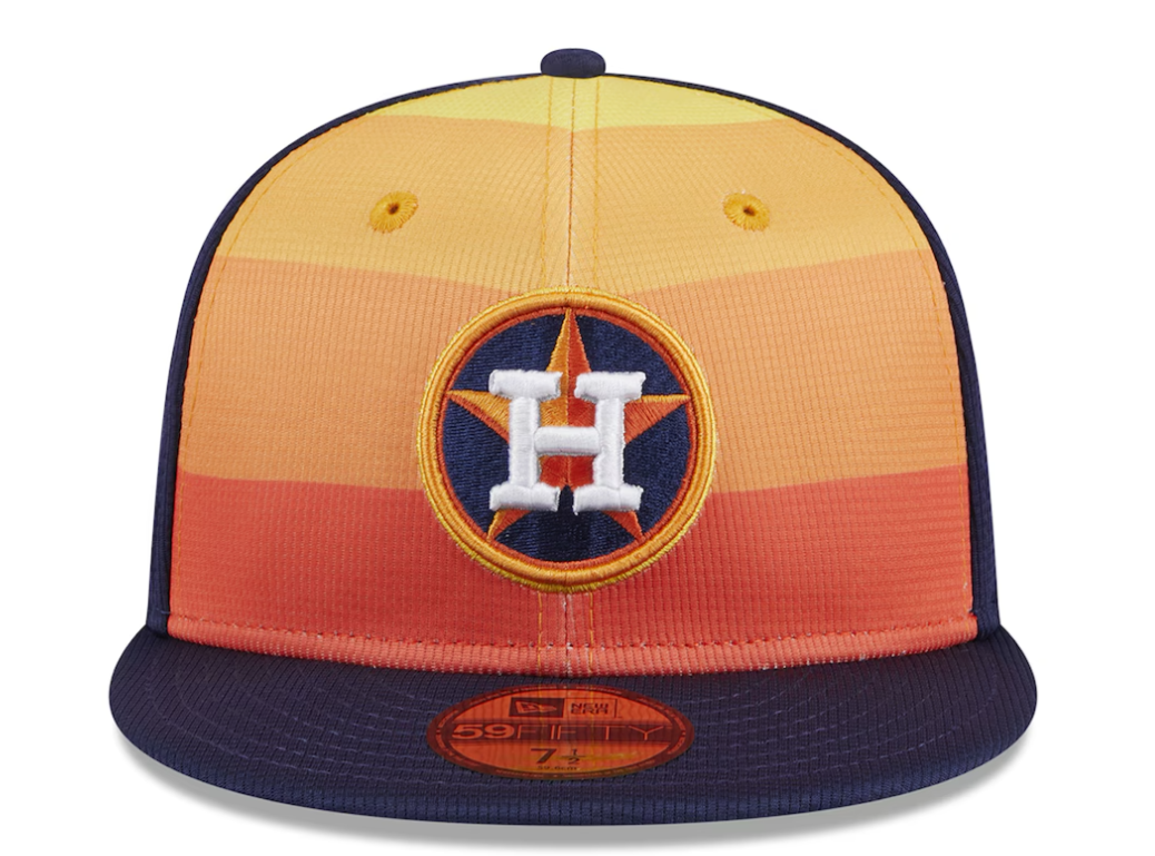 Men's Houston Astros New Era Navy 2024 Batting Practice 59FIFTY Fitted Hat Official Team Hat Sports Fan Cap
