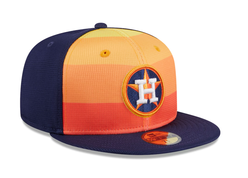 Men's Houston Astros New Era Navy 2024 Batting Practice 59FIFTY Fitted Hat Official Team Hat Sports Fan Cap