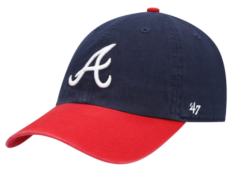 Men's Atlanta Braves Navy/Red Clean Up Adjustable Hat By '47 Brand Official Team Hat Sports Fan Cap