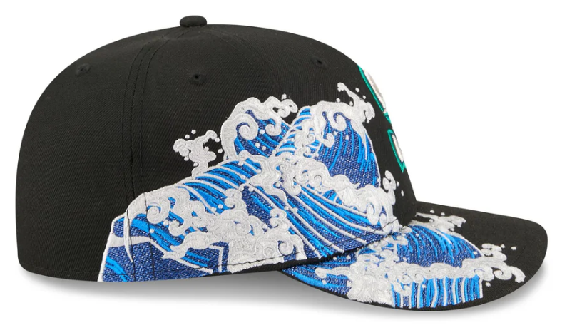 Seattle Mariners MLB Waves 59FIFTY Fitted New Era Black/White Official Team Hat Sports Fan Cap