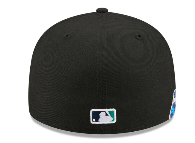 Seattle Mariners MLB Waves 59FIFTY Fitted New Era Black/White Official Team Hat Sports Fan Cap