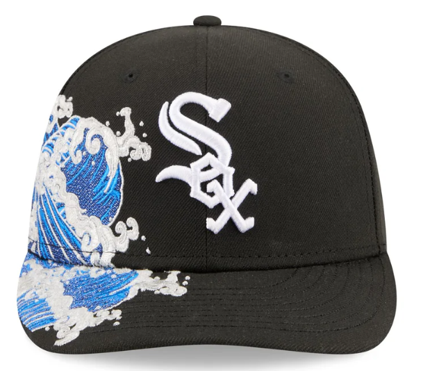 Chicago White Sox MLB Waves 59FIFTY Fitted New Era Black/White Official Team Hat Sports Fan Cap