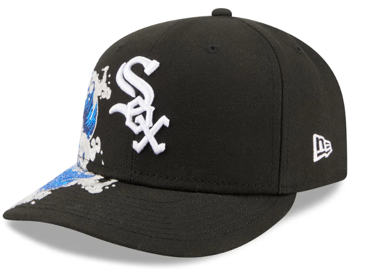 Chicago White Sox MLB Waves 59FIFTY Fitted New Era Black/White Official Team Hat Sports Fan Cap