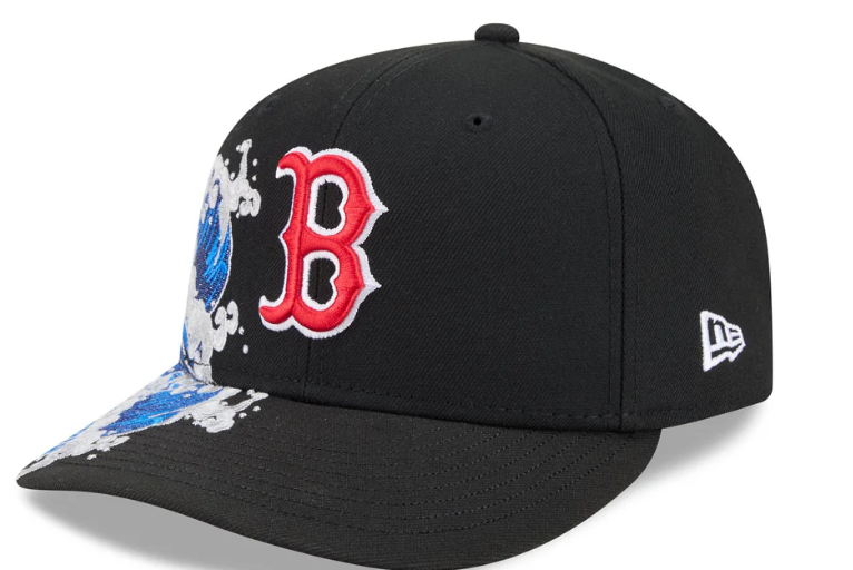 Boston Redsox MLB Waves 59FIFTY Fitted New Era Black/White Official Team Hat Sports Fan Cap