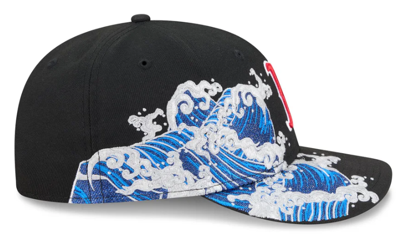 Boston Redsox MLB Waves 59FIFTY Fitted New Era Black/White Official Team Hat Sports Fan Cap