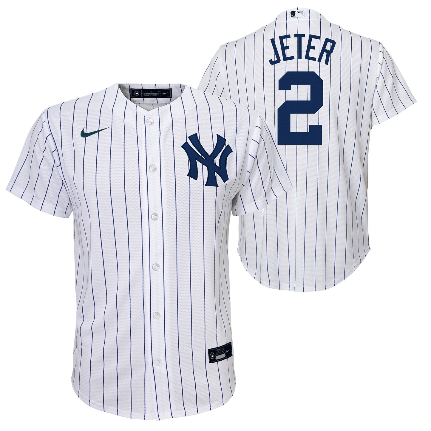 Youth Derek Jeter New York Yankees White Home Game Replica Player Jersey Official Team Jersey Sports Fan Apparel