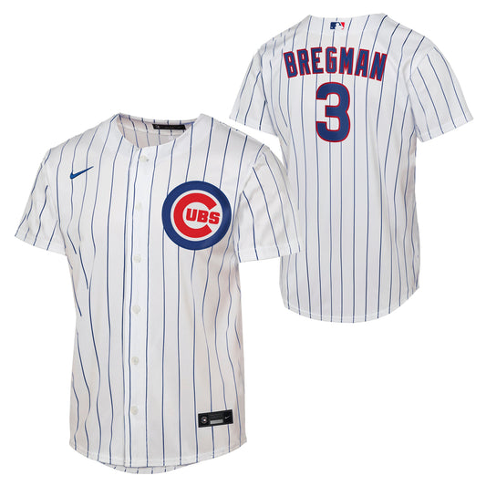 Youth Chicago Cubs Alex Bregman White Home Baseline Replica Jersey Official Team Jersey Sports Fan Apparel