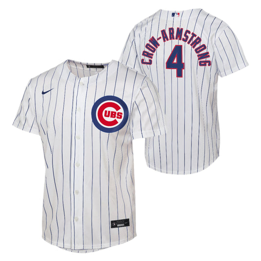Youth Nike Pete Crow-Armstrong #4 Chicago Cubs White Home Baseline Replica Jersey Official Team Jersey Sports Fan Apparel
