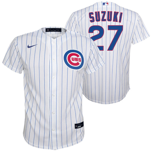NIKE Youth Seiya Suzuki Chicago Cubs White Home Game Replica Jersey Official Team Jersey Sports Fan Apparel