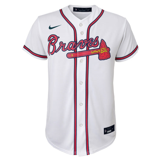 NIKE Youth Atlanta Braves Home White Replica Jersey Official Team Jersey Sports Fan Apparel