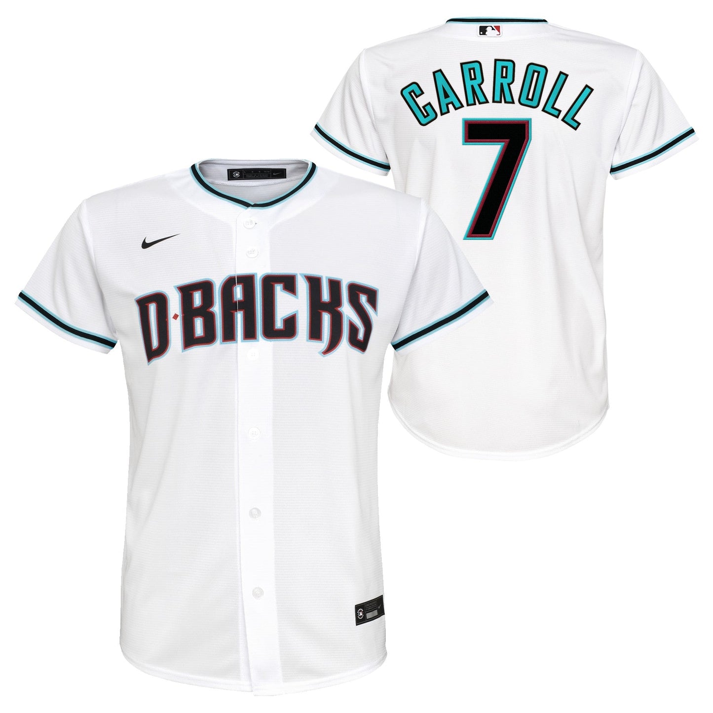 Youth Corbin Carroll Arizona Diamondbacks White Home Replica NIKE Screen Print Jersey Official Team Jersey Sports Fan Apparel