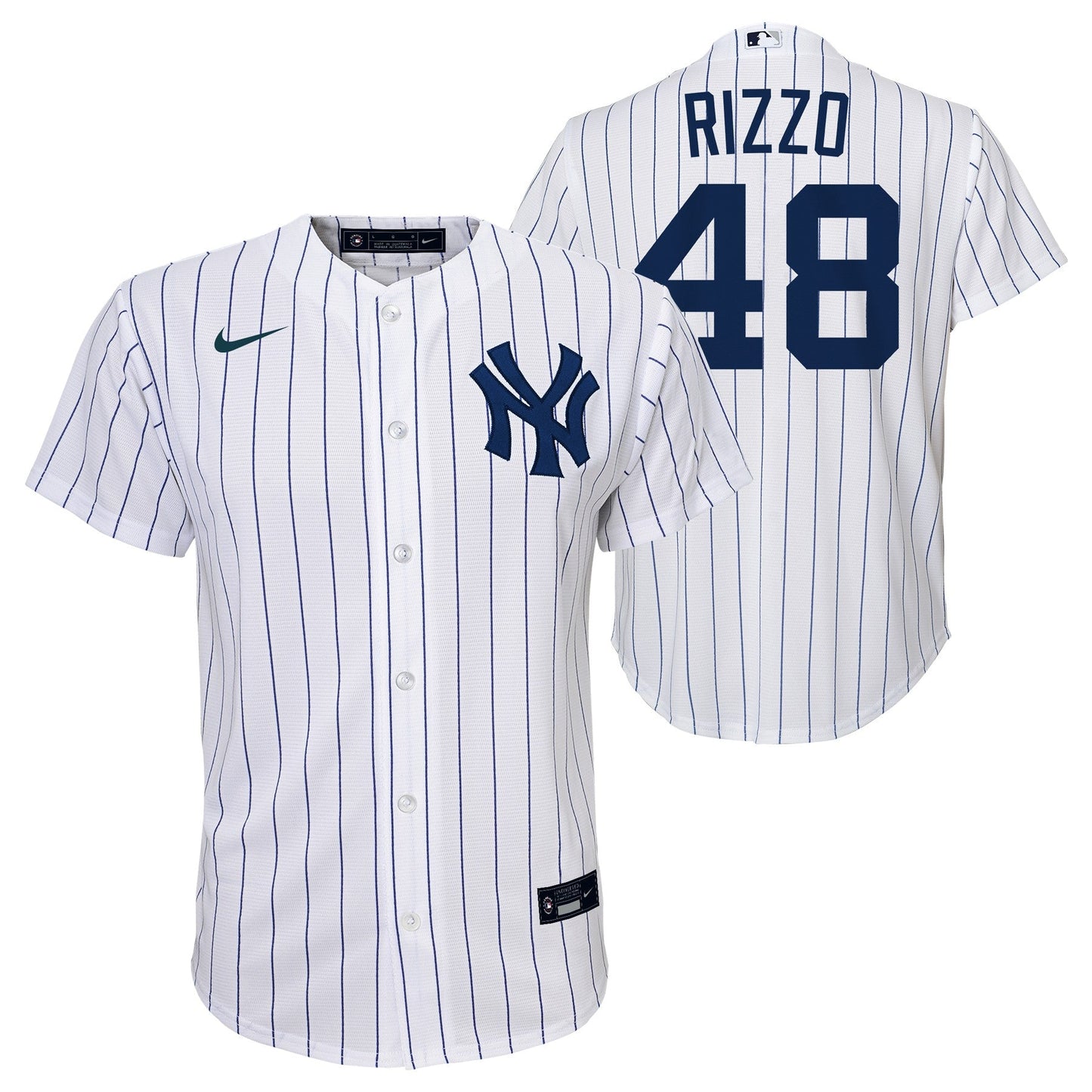Youth Anthony Rizzo New York Yankees White Home Screen Print Game Replica Jersey Official Team Jersey Sports Fan Apparel