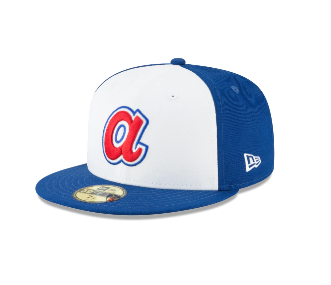 Men's Atlanta Braves Cooperstown Collection White/Royal 59Fifty Fitted Hat Official Team Hat Sports Fan Cap