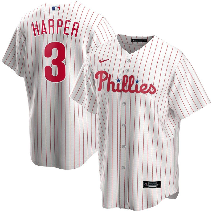 Men's Philadelphia Phillies Bryce Harper Nike White Home Replica Player Jersey Official Team Jersey Sports Fan Apparel