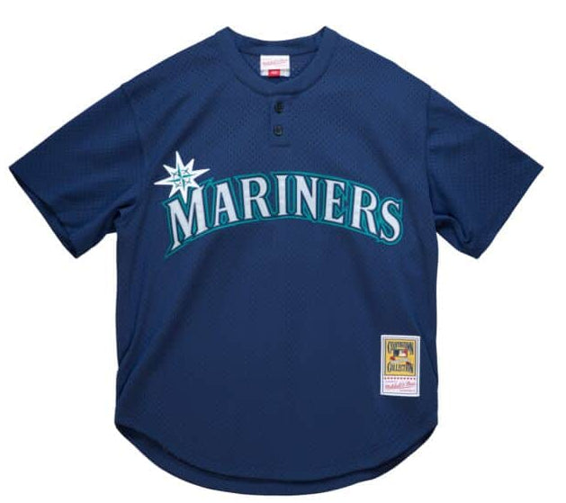 Men's Seattle Mariners Ichiro Suzuki 2002 Mitchell & Ness Navy Cooperstown Collection Mesh Batting Practice Jersey Official Team Jersey Sports Fan Apparel