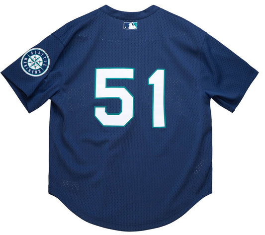 Men's Seattle Mariners Ichiro Suzuki 2002 Mitchell & Ness Navy Cooperstown Collection Mesh Batting Practice Jersey Official Team Jersey Sports Fan Apparel