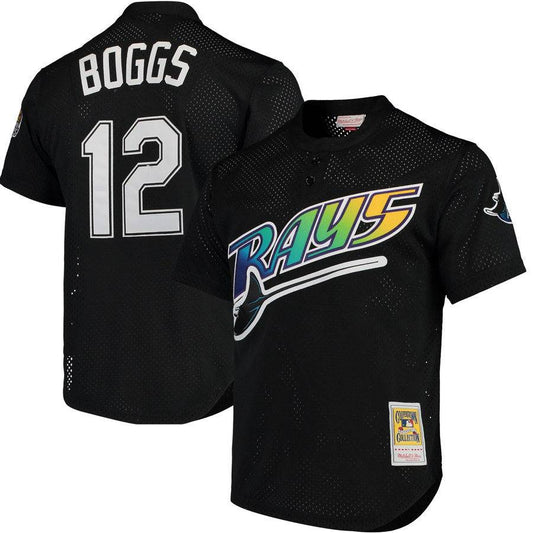 Men's Tampa Bay Devil Rays Wade Boggs Mitchell & Ness Black Cooperstown 1998 Mesh Batting Practice Jersey Official Team Jersey Sports Fan Apparel