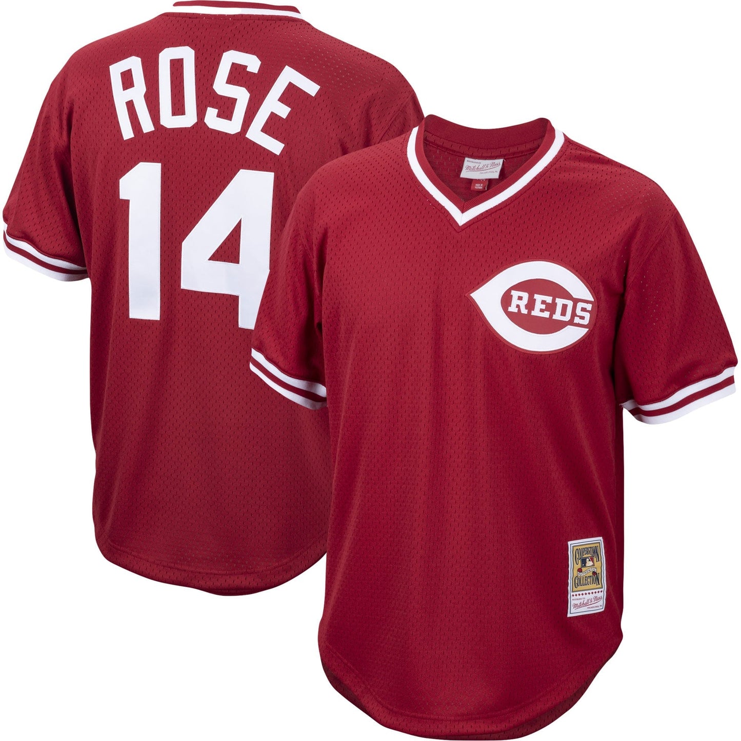 Men's Pete Rose Cincinnati Reds Mitchell & Ness Cooperstown Collection Authentic Mesh Batting Practice Jersey - Red Official Team Jersey Sports Fan Apparel