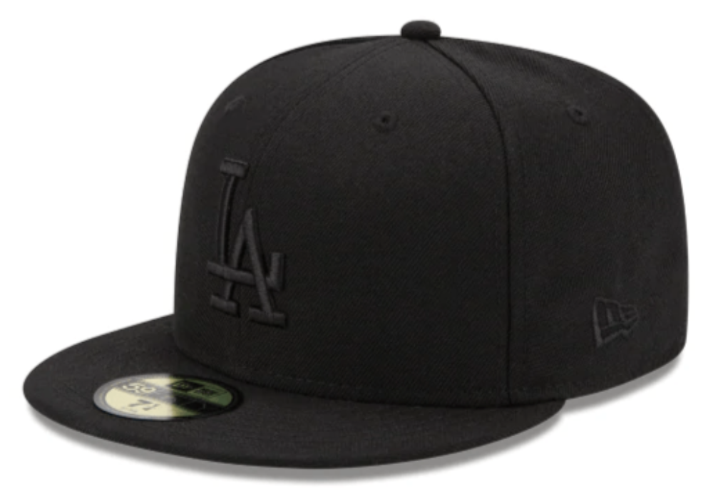 Los Angeles Dodgers Tonal Black On Black 59Fifty Fitted Hat Official Team Hat Sports Fan Cap