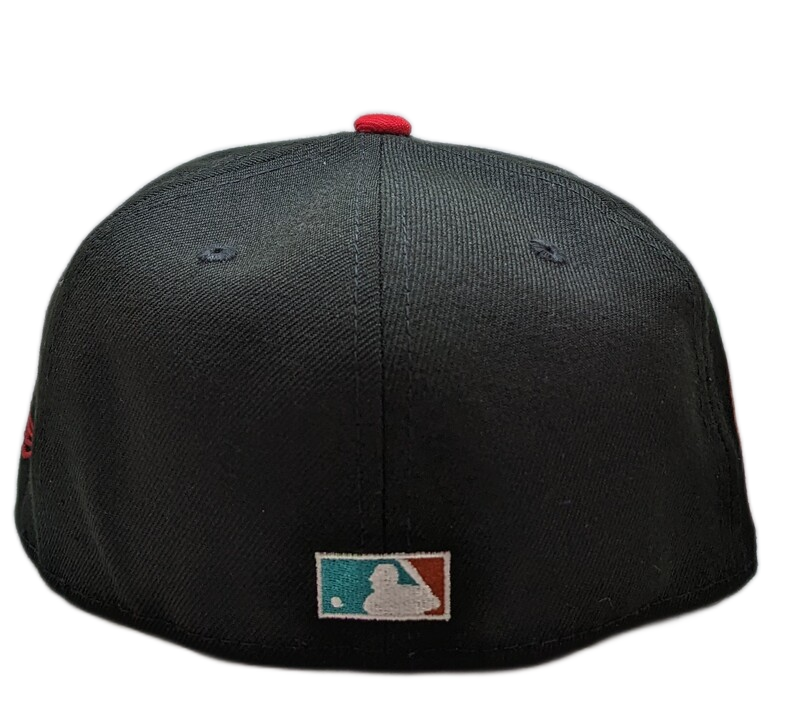 Anaheim Angels New Era 2 Tone Black/Red Guns N Roses Inspired Rock Pack 59FIFTY Fitted Hat Official Team Hat Sports Fan Cap