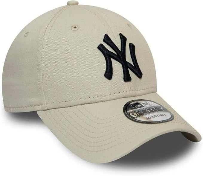 New York Yankees MLB League Essential 9FORTY Strapback New Era Stone/Black Official Team Hat Sports Fan Cap