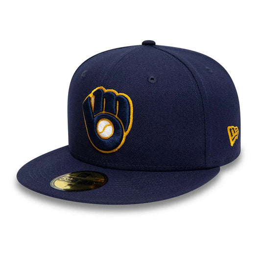 Milwaukee Brewers MLB AC Perf 59FIFTY Fitted New Era Blue Official Team Hat Sports Fan Cap