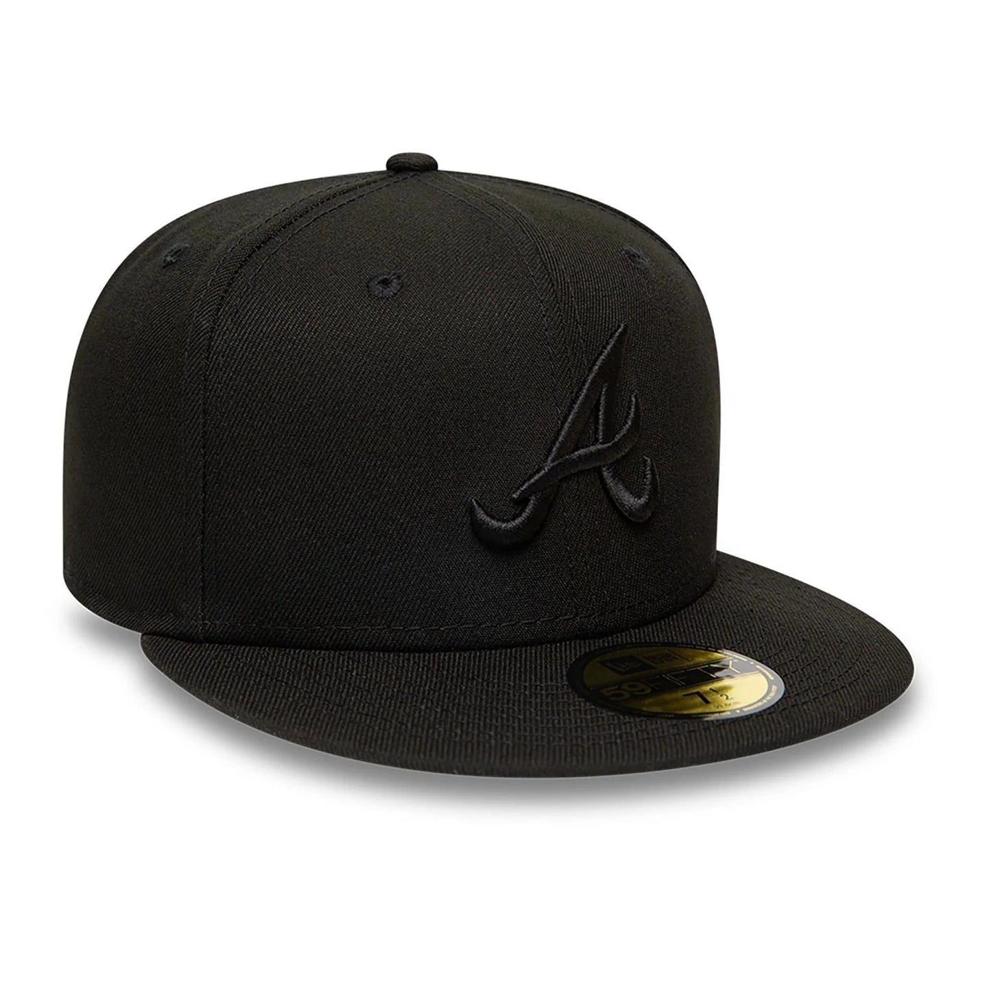 Atlanta Braves MLB League Essential 59FIFTY Fitted New Era Black/Black Official Team Hat Sports Fan Cap