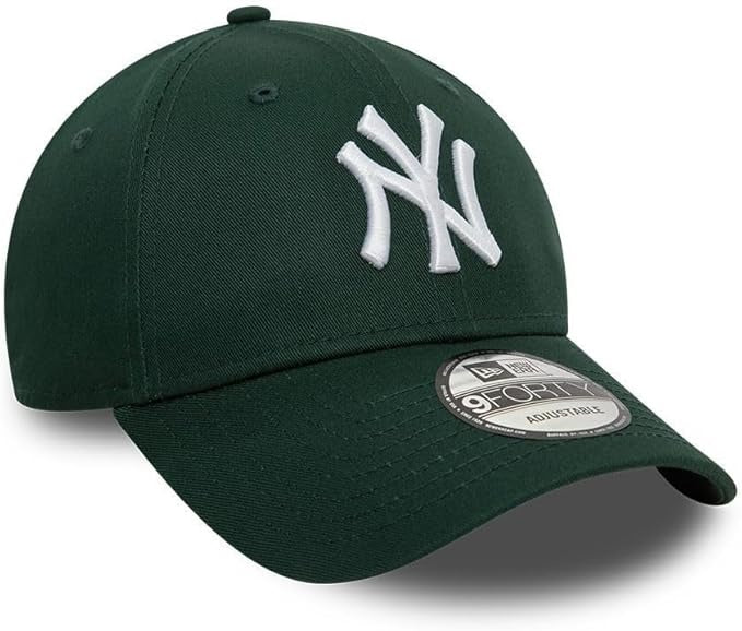 New York Yankees MLB League Essential 9FORTY Strapback New Era Dark Green/White Official Team Hat Sports Fan Cap