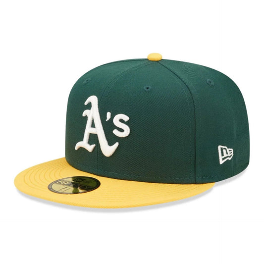 Oakland Athletics MLB AC Perf 59FIFTY Fitted New Era Green/Yellow Official Team Hat Sports Fan Cap
