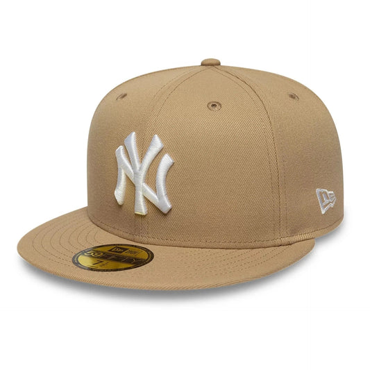 New York Yankees MLB League Essential 59FIFTY Fitted Cap New Era Beige/White Official Team Hat Sports Fan Cap