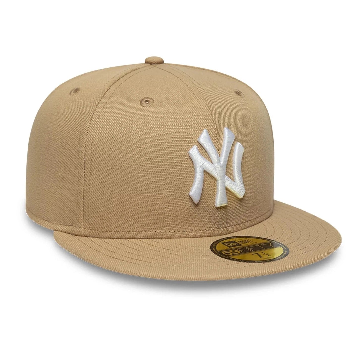 New York Yankees MLB League Essential 59FIFTY Fitted Cap New Era Beige/White Official Team Hat Sports Fan Cap