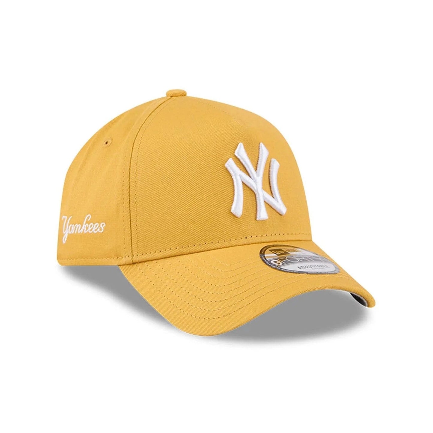 New York Yankees MLB Script A-Frame Snapback New Era Yellow Official Sports Fan Gear