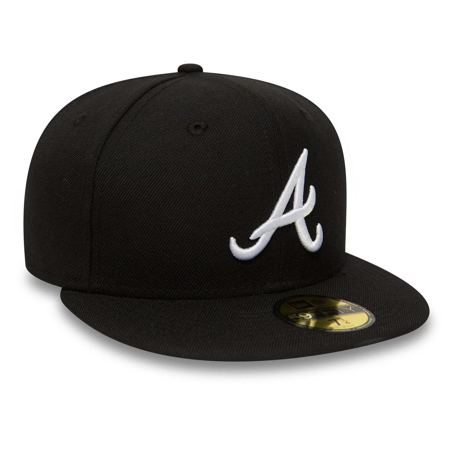 Atlanta Braves MLB League Essential 59FIFTY Fitted New Era Black/White Official Team Hat Sports Fan Cap