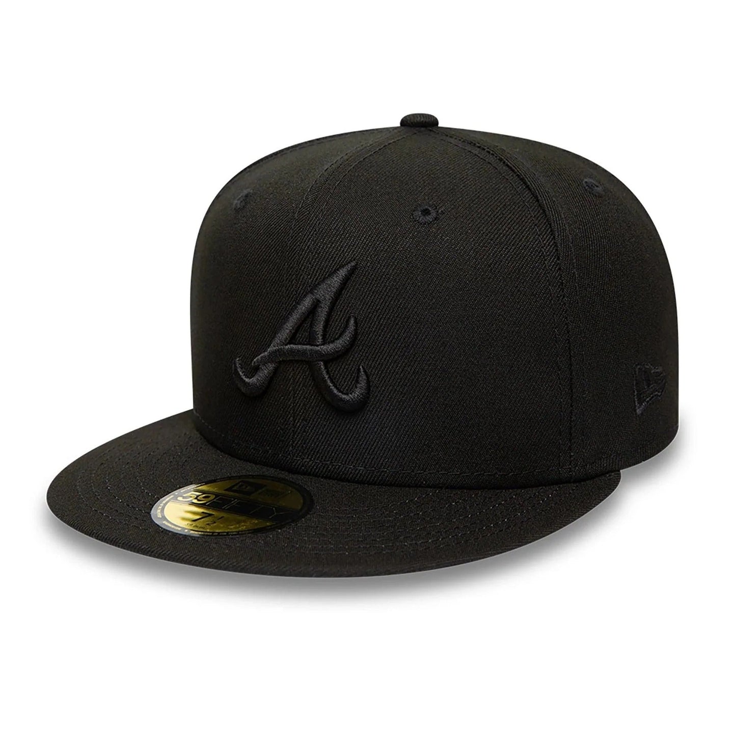 Atlanta Braves MLB League Essential 59FIFTY Fitted New Era Black/Black Official Team Hat Sports Fan Cap