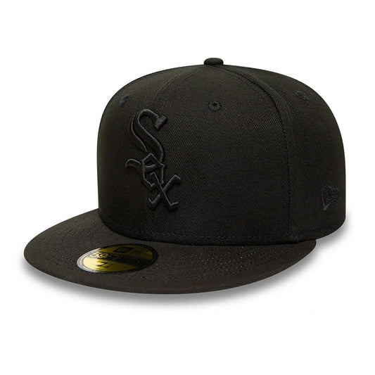 Chicago White Sox MLB League Essential 59FIFTY Fitted New Era Black/Black Official Team Hat Sports Fan Cap