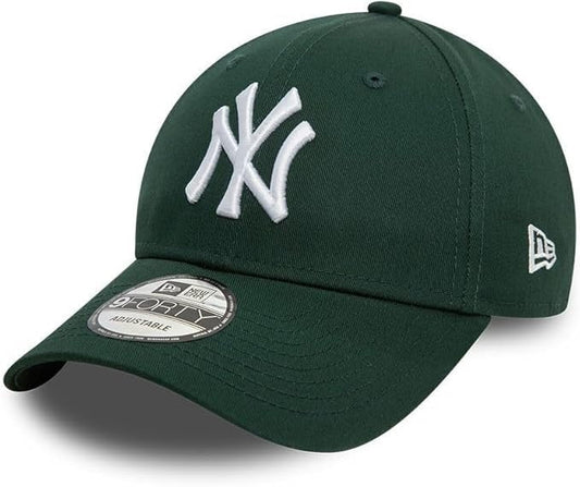 New York Yankees MLB League Essential 9FORTY Strapback New Era Dark Green/White Official Team Hat Sports Fan Cap