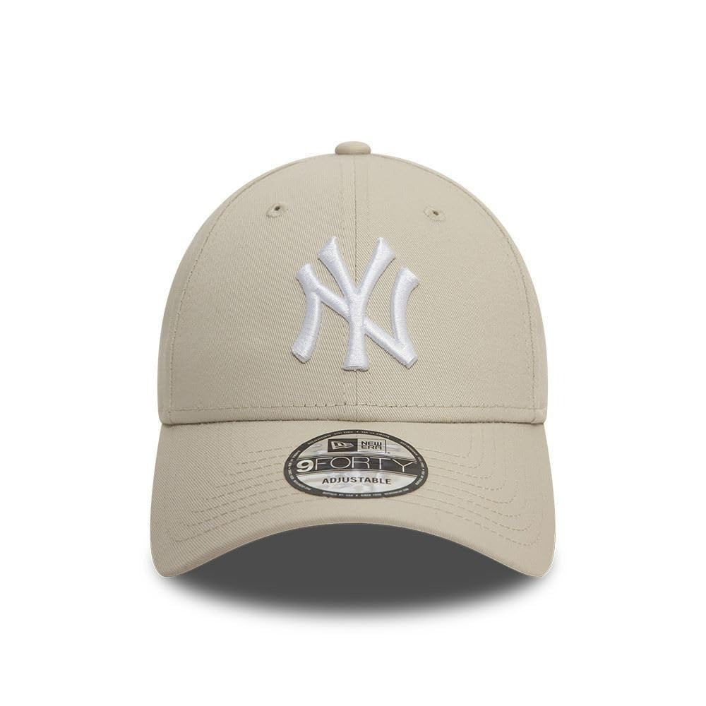 New York Yankees MLB League Essential 9FORTY Strapback New Era Stone/White Official Team Hat Sports Fan Cap